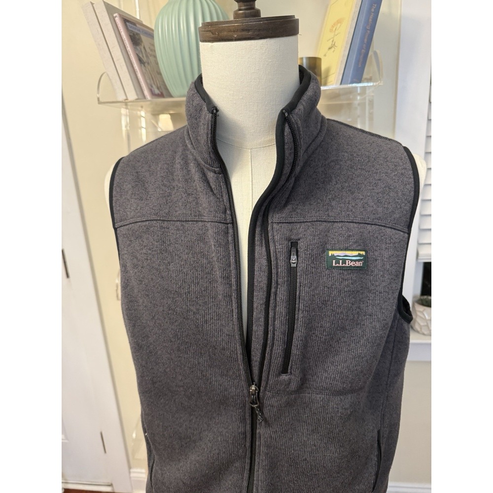 L.L. Bean Grey Fleece Vest Top Men's Zipper Medium